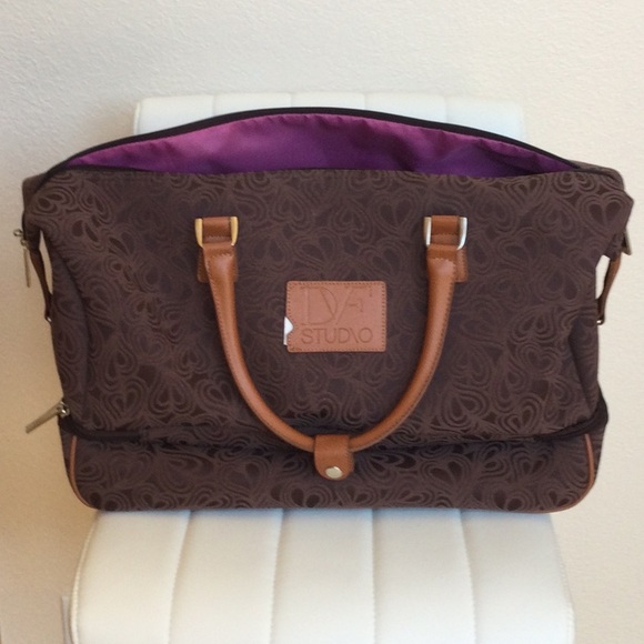 NWT Diane Von Furstenberg Brown Luggage Weekender Suitcase Travel Bag - Picture 2 of 16
